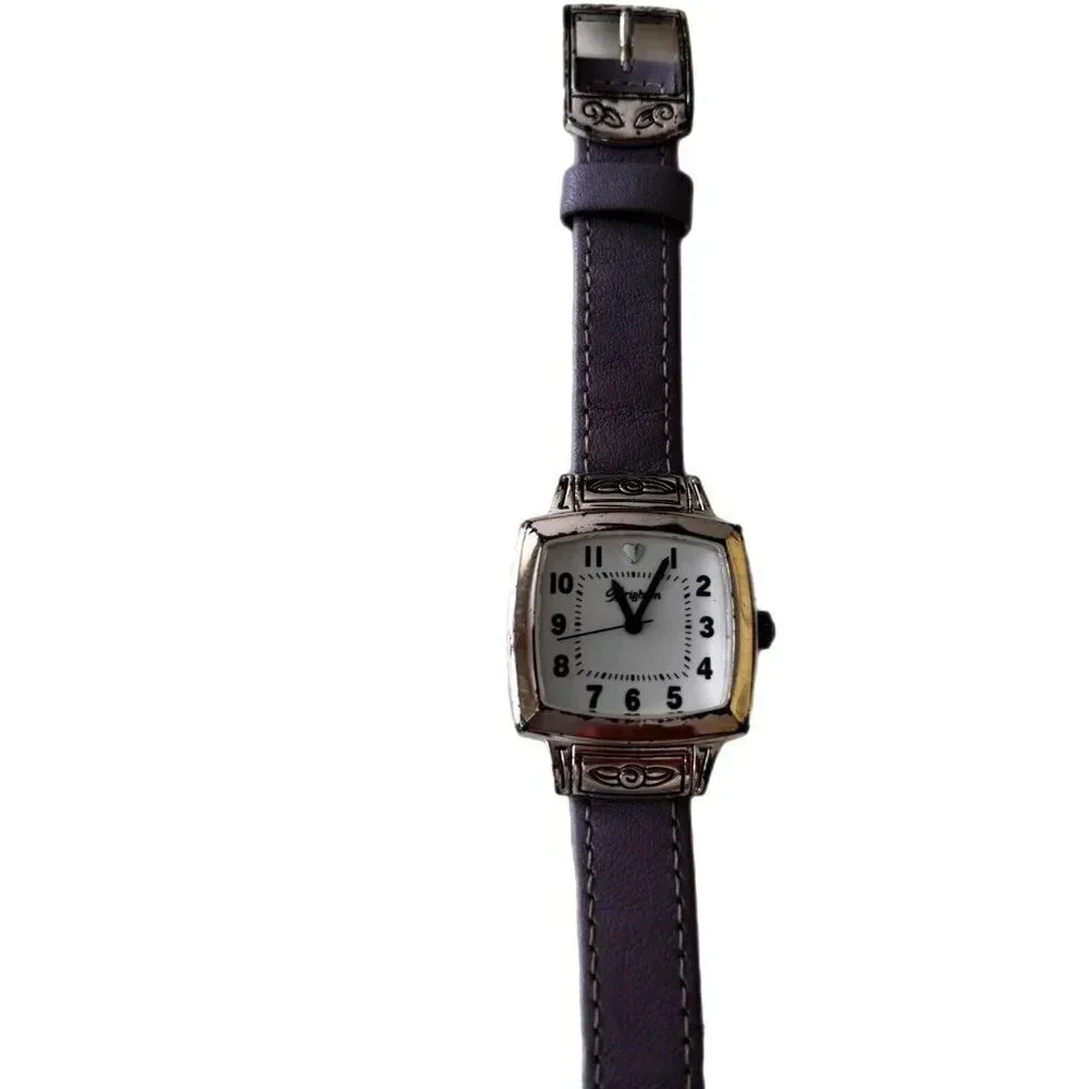Brighton Women's Orchard Watch Silver with Blue Leather Band Has NEW BATTERY